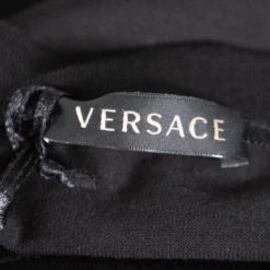Versace Black Crystal GV Signature Embellished Cotton Crewneck T-Shirt M For Women -Versace Official Website luxury women versace new clothes p381093 005