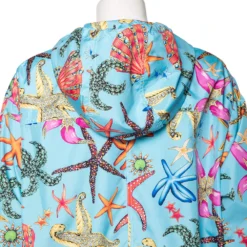 Versace Blue Starfish Printed Synthetic Zip Front Hooded Jacket L For Women -Versace Official Website luxury women versace new clothes p527145 002