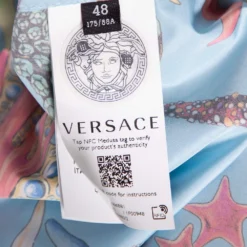 Versace Blue Starfish Printed Synthetic Zip Front Hooded Jacket L For Women -Versace Official Website luxury women versace new clothes p527145 004