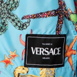 Versace Blue Starfish Printed Synthetic Zip Front Hooded Jacket L For Women -Versace Official Website luxury women versace new clothes p527145 009