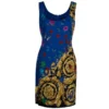 Versace Blue Floral Baroque Print Sleeveless Dress M For Women