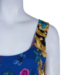 Versace Blue Floral Baroque Print Sleeveless Dress M For Women -Versace Official Website luxury women versace new clothes p54198 004