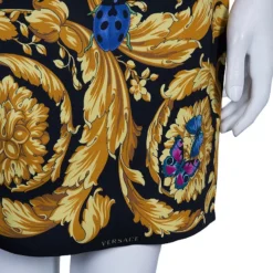 Versace Blue Floral Baroque Print Sleeveless Dress M For Women -Versace Official Website luxury women versace new clothes p54198 006