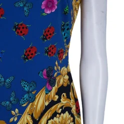Versace Blue Floral Baroque Print Sleeveless Dress M For Women -Versace Official Website luxury women versace new clothes p54198 007