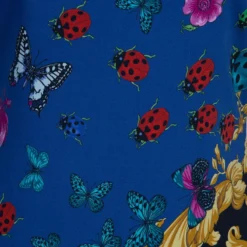 Versace Blue Floral Baroque Print Sleeveless Dress M For Women -Versace Official Website luxury women versace new clothes p54198 008