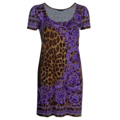Versace Leopard Print Tunic Top S For Women