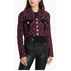 Versace Red Versus Gianni Printed Jacket S (IT 40) For Women -Versace Official Website luxury women versace new clothes p545442 004