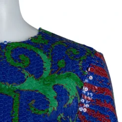 Versace Multicolor Sequin Embellished Short Sleeve Top M For Women -Versace Official Website luxury women versace new clothes p66834 004