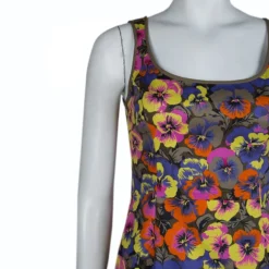 Versace Multicolor Floral Print Sleeveless Dress S For Women -Versace Official Website luxury women versace new clothes p66835 0005