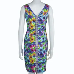 Versace Multicolor Floral Print Sleeveless Dress M For Women -Versace Official Website luxury women versace new clothes p66836 003