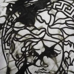 Versace Monochrome Tie-Dye Print Jersey Asymmetric T-Shirt L For Women -Versace Official Website luxury women versace new clothes p690279 006