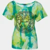 Versace Green Jersey Tie-Dye Medusa Print T-Shirt M For Women