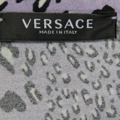 Versace Purple Leopard Print Knit Crop Top M For Women -Versace Official Website luxury women versace new clothes p690297 002