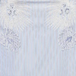 Versace Blue Striped Cotton Floral Applique Button Front Shirt L For Women -Versace Official Website luxury women versace new clothes p690306 005