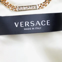 Versace Black Linen Blend Single Buttoned Blazer M For Women -Versace Official Website luxury women versace new clothes p690309 002