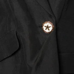 Versace Black Linen Blend Single Buttoned Blazer M For Women -Versace Official Website luxury women versace new clothes p690309 004