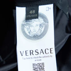Versace Black Crepe Power Shoulder Mini Dress L For Women -Versace Official Website luxury women versace new clothes p690316 002