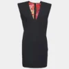 Versace Black Crepe Power Shoulder Mini Dress L For Women