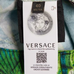 Versace Green Jungle Print Denim Mini Skirt S For Women -Versace Official Website luxury women versace new clothes p690321 003