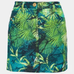 Versace Green Jungle Print Denim Mini Skirt M For Women
