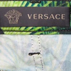 Versace Green Jungle Print Denim Mini Skirt M For Women -Versace Official Website luxury women versace new clothes p690323 006