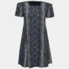 Versace Grey Snake Print Crepe Flared Mini Dress L For Women