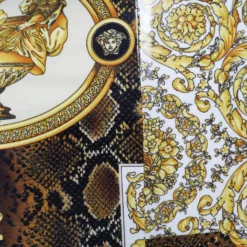 Versace Gold Barocco & Leopard Print Coated Knit Leggings S For Women -Versace Official Website luxury women versace new clothes p690607 006