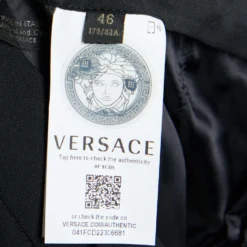 Versace Black Stretch Wool Tailored Trousers L For Women -Versace Official Website luxury women versace new clothes p690633 004