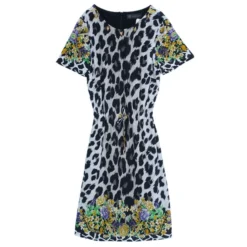 Versace Leopard Print Shift Dress M For Women