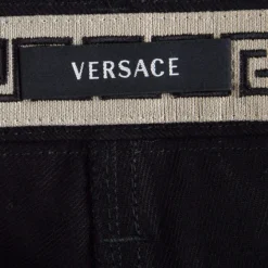 Versace Black Denim Contrast Panel Detail Straight Fit Jeans L For Women -Versace Official Website luxury women versace new clothes p85744 0005