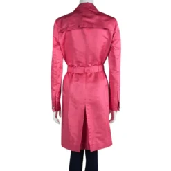 Versace Pink Silk Belted Trench Coat M For Women -Versace Official Website luxury women versace new clothes p87195 003