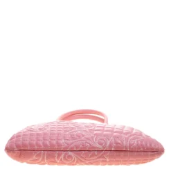 Versace Pink Leather Embroidered Elettra Vanitas Tote For Women -Versace Official Website luxury women versace new handbags p113496 006