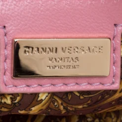 Versace Pink Leather Embroidered Elettra Vanitas Tote For Women -Versace Official Website luxury women versace new handbags p113496 008