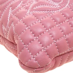 Versace Pink Leather Embroidered Elettra Vanitas Tote For Women -Versace Official Website luxury women versace new handbags p113496 010