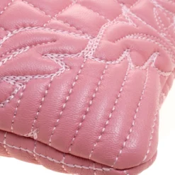 Versace Pink Leather Embroidered Elettra Vanitas Tote For Women -Versace Official Website luxury women versace new handbags p113496 011