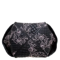 Versace Black/Pink Quilted Barocco Leather Top Handle Bag For Women -Versace Official Website luxury women versace new handbags p113510 006