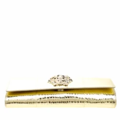 Versace Gold Snake Embossed Leather Chain Clutch For Women -Versace Official Website luxury women versace new handbags p120674 006