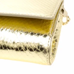 Versace Gold Snake Embossed Leather Chain Clutch For Women -Versace Official Website luxury women versace new handbags p120674 011