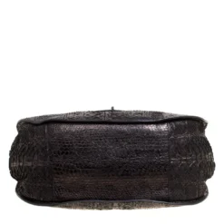 Versace Metallic Black Python Hobo For Women -Versace Official Website luxury women versace new handbags p163685 005