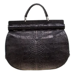 Versace Metallic Black Python Hobo For Women -Versace Official Website luxury women versace new handbags p163685 006