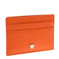 Versace Orange Leather Card Case For Women -Versace Official Website luxury women versace new handbags p180567 005