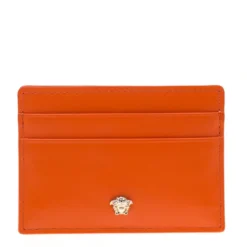 Versace Orange Leather Card Case For Women