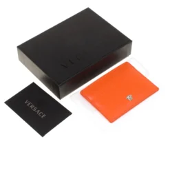 Versace Orange Leather Card Case For Women -Versace Official Website luxury women versace new handbags p180567 011