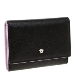 Versace Black Leather Card Case Wallet For Women -Versace Official Website luxury women versace new handbags p180570 005