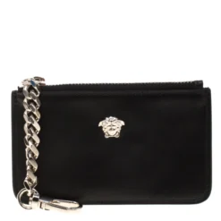 Versace Black Leather Coin Purse For Women
