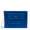 Versace Blue Leather Wristlet Clutch For Women