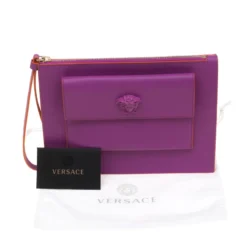 Versace Purple Leather Wristlet Clutch For Women -Versace Official Website luxury women versace new handbags p180579 005