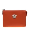 Versace Orange Leather Medusa Pochette For Women