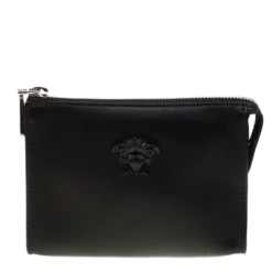 Versace Black Leather Medusa Pochette For Women
