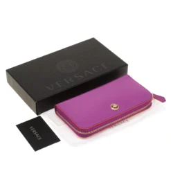 Versace Magenta Leather Zip Around Continental Wallet For Women -Versace Official Website luxury women versace new handbags p180583 010